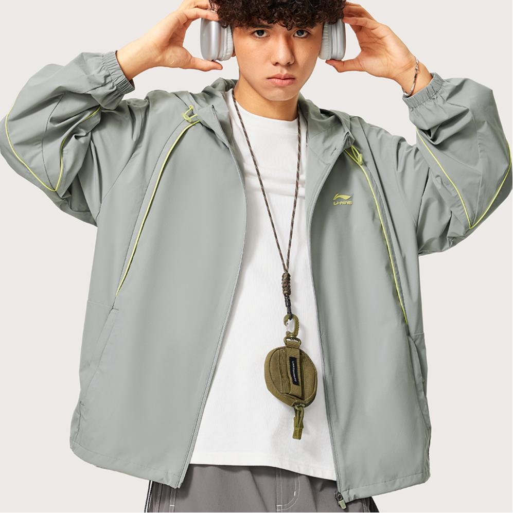 Li-Ning Sport Lifestyle Serie UV-Schutz Kapuzen-Cardigan Herren Oberbekleidung Mondoberfläche-Grau AFDU549-2