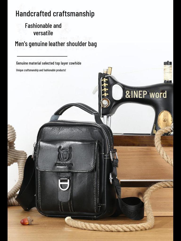 Captain Niu Men's Genuine Leather Crossbody Bag - Trendy, Casual, and Multifunctional