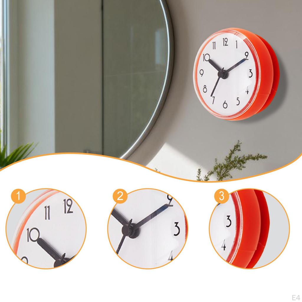 Bathroom Shower Clock Round Wall Hanging,Home Decor with Suction Cup Water Resistant for