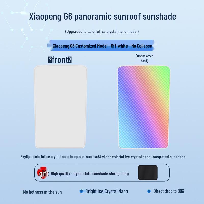 XPeng 23 G6 Sunroof Ice Crystal Sunshade: Heat Insulation, Sun Protection, Privacy Shield, Opaque