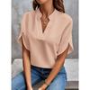 Summer Tops For Women Blouse Fashion Short Sleeve Solid V Neck Loose Shirts And Blouses Elegant Laies White Tops