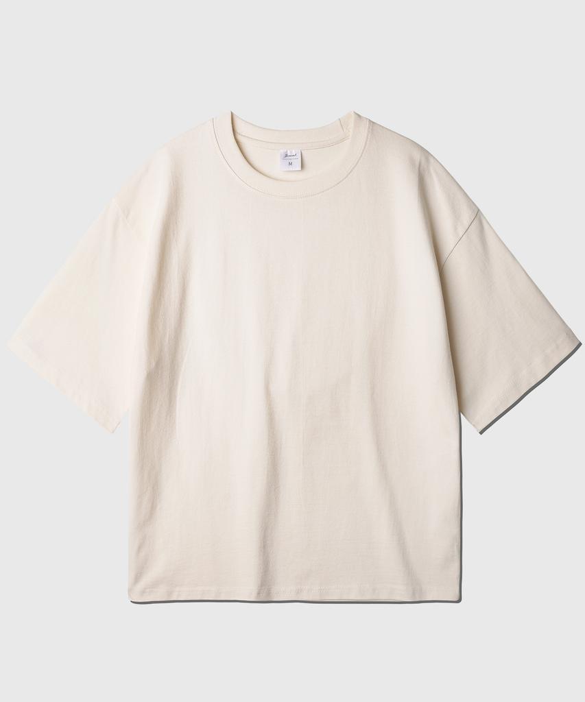 JEMUT Boy Crop Short Sleeve T-Shirt Cream Grey Kjst2619
