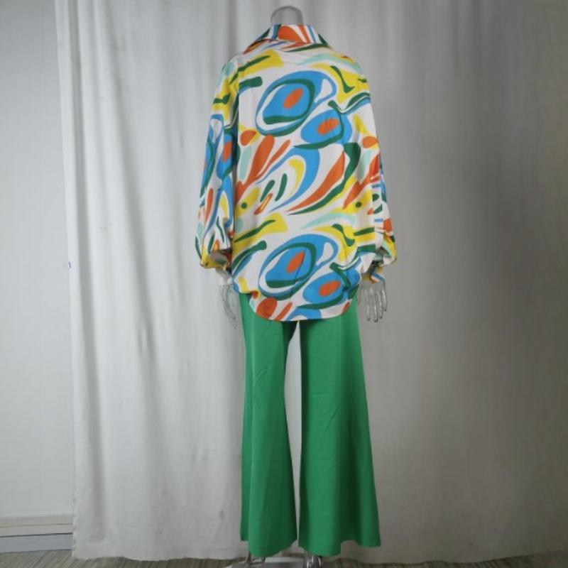 Summer Women's Printed Shirt Style, Loose and Breathable, Stylish Trousers, Fashionable and Casual Set