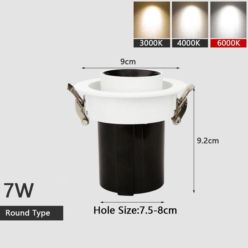 Dimmable LED Downlight Aluminum Recessed Stretch rotation 5W 7W 12W 18W 25W 30W Chip COB Spot Light Ceiling Lamp AC85-265V