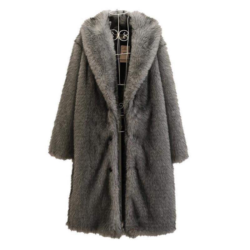 Women's fur coat winter warm imitation fox fur coat young fashion long trench coat