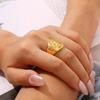 18K Gold-Plated Titanium Rhinestone Wide Band Ring – Women's Popular Bubble Round Diamond Jewelry