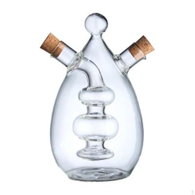 2-in-1 Oil Dispenser Glass Bottle Portable Clear Classic Cruet with Pourer for Kitchen