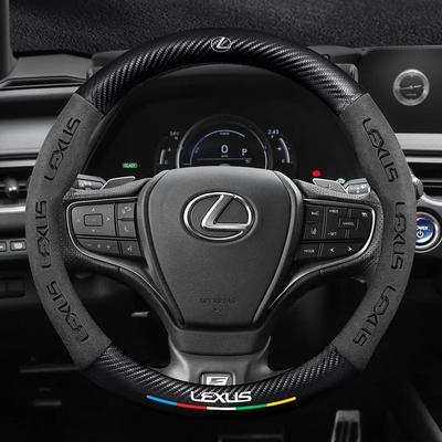 Auto Kohlefaser Wildleder Lenkradabdeckung für ES200 ES260 ES300 RX300 LS500h GS300 IS250 IS300 CT200h LX570 GX NX UX RZ