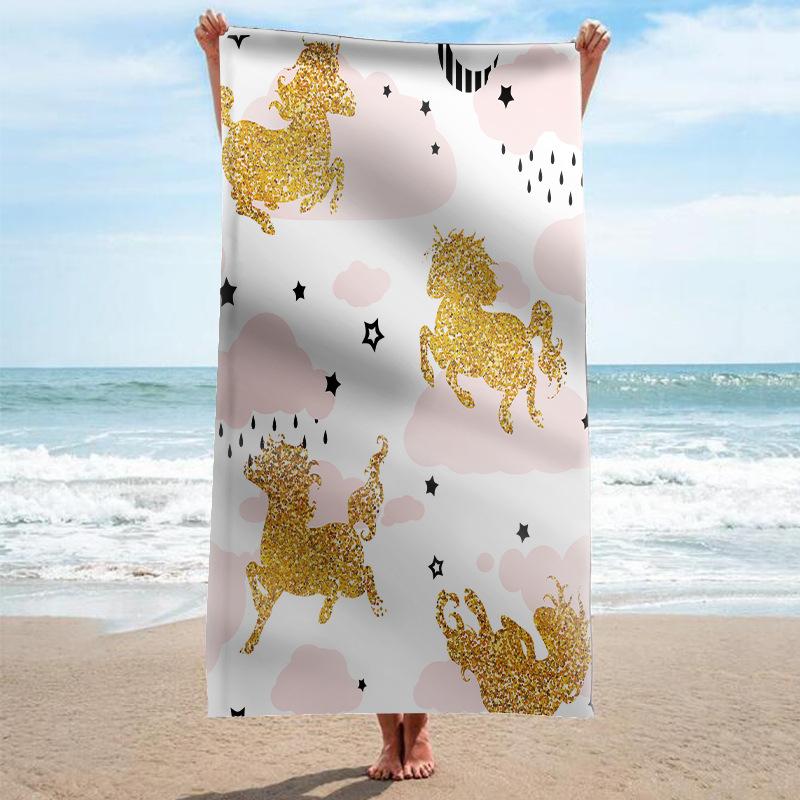 Microfiber Unicorn Beach Towel Cute Animal Bath Towel Absorbent Towels for Pool Swim Bathroom Sport Girl Quick Dry Beach Blanket