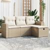 VidaXL Garden Lounge Set with Cushions 4 Pcs, Patio Sofas, Patio Furniture Set, Outdoor Furniture, Beige 3263444