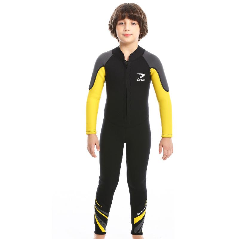 2.5MM Children's Wetsuit Swimsuit Girls One-piece Long-sleeved Thickened Thermal Sunscreen Surfing Snorkeling Hydrosuit