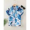 Hawaiian Beach Men's Short Sleeve Shirt with Plant Print Pattern Boy's Short Sleeve Lapel Casual