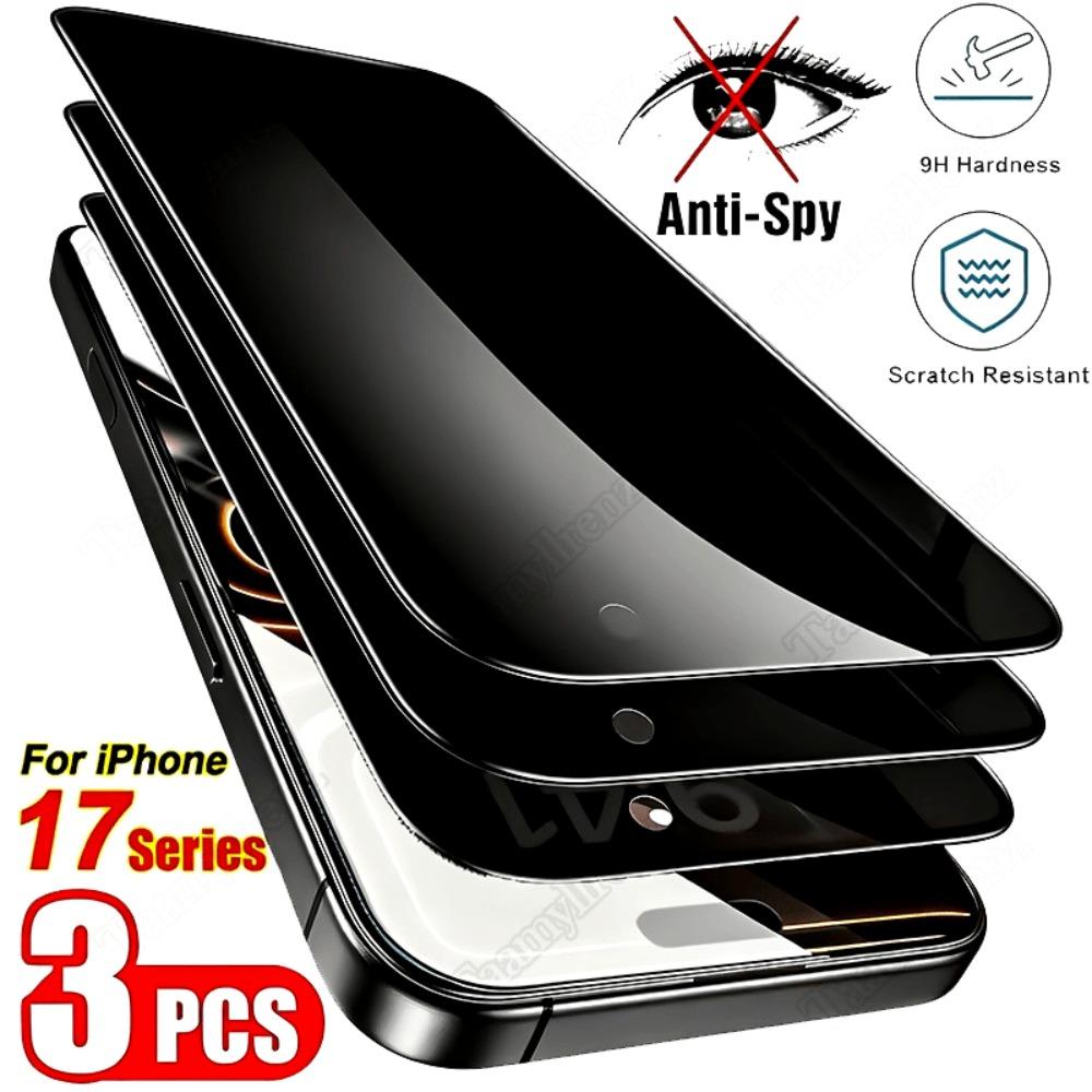

3 pçs protetor de tela anti espião para iphone 17 16 15 14 pro max ar 16e 15 plus 13 12 11 pro xr xs max 9h dureza vidro temperado iPhone 12 Pro чистий