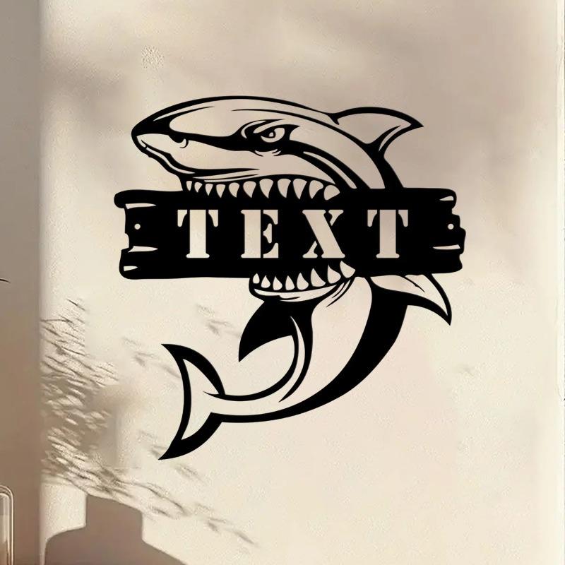 Custom Great White Shark Metal Sign Personalized Name Sign for Shark Lovers Boys Girls Nursery Marine Decor