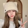 Knitted Ear Protection Hat Autumn and Winter Cute Cat Ears Warm and Cold-proof Plush Wool Hat Women's New Face Small Cold Hat