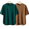 Men's Casual Solid Color Heavyweight Short Sleeve T-shirt, Round Neck, Loose Fit, Plus Size, American Style for Spring/Summer