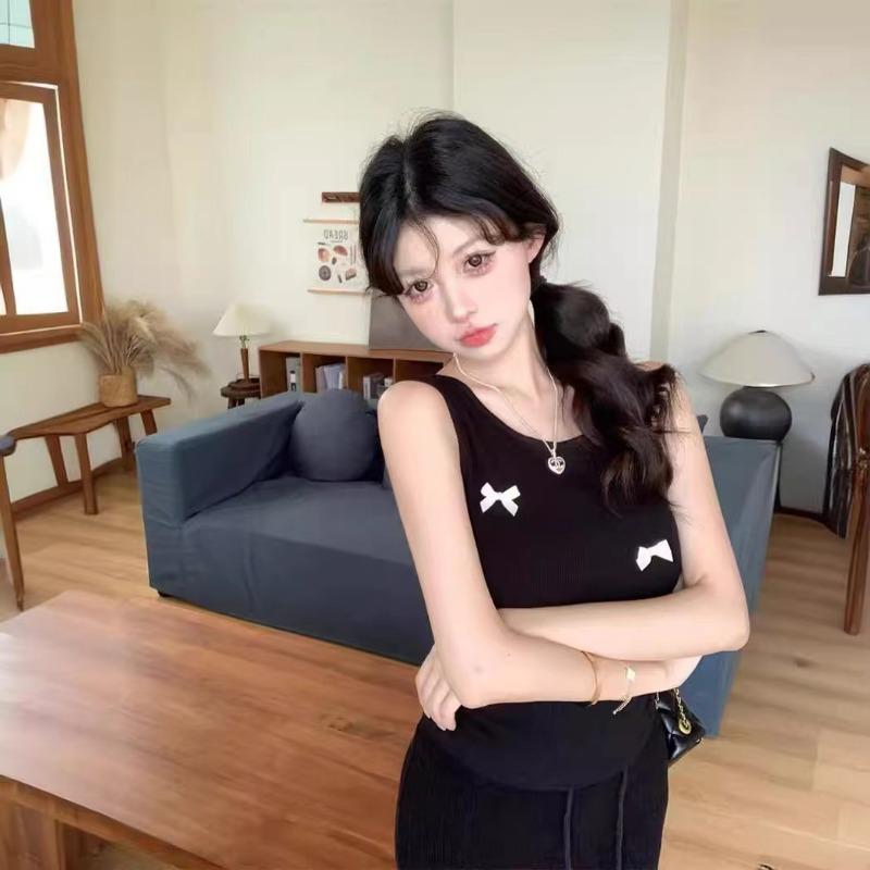 Small Fragrance Bow Halter Vest Summer New Slim-fit Outerwear Base Spice Sleeveless Short Top