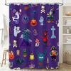 Spooky Halloween Shower Curtain Fun Frightening Design with Skulls, Ghosts Witches for Bathroom Decor (Purple)