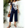 Summer Fashion Printed Irregular Top & Capri Pants 2 Piece Set Outfit for Women Crossborder Europe America