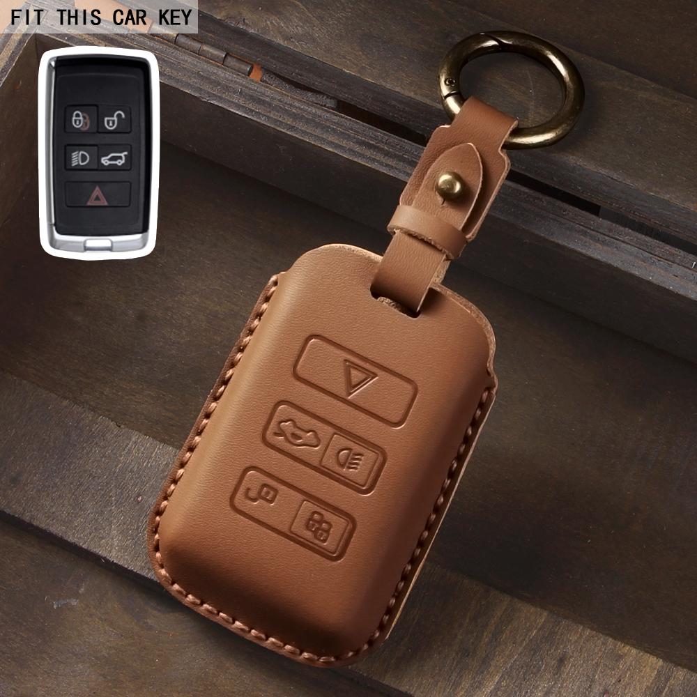 

Car Key Case Holder Keychain for Land Rover Range Rover Discovery 5 Sport 2018 2019 for Jaguar XEL E-PACE 2019 Accessories коричневий