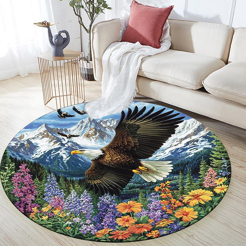 Eagle Mountains Round Area Rug,Carpet Rug for Living Room Bedroom Sofa Playroom Decor,Non-slip Floor Mat