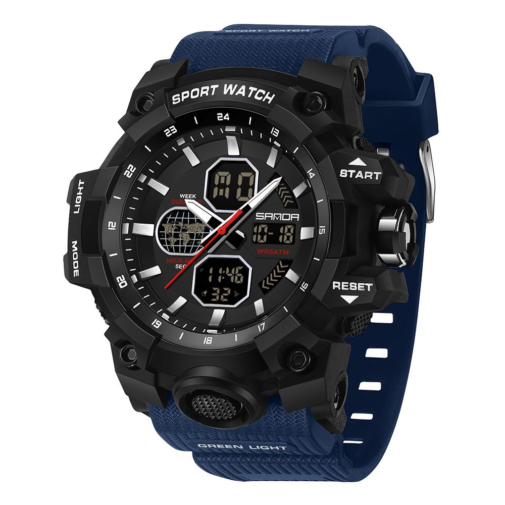 SANDA Top Luxury Watches Men Military Army Mens Watch Waterproof Sport Wristwatch Dual Display Watch Male Relogio Masculino