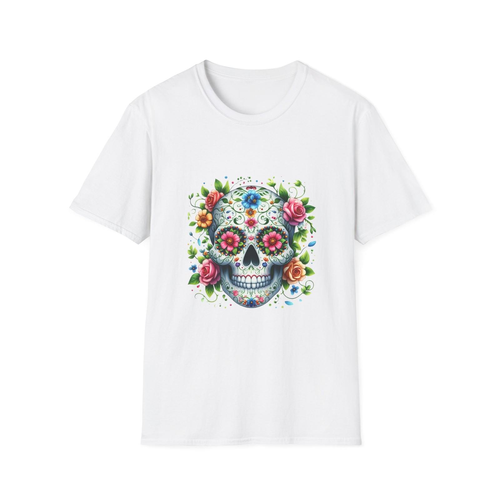 Colorful Sugar Skull T-Shirt | Day of the Dead Tee, Halloween Shirt S