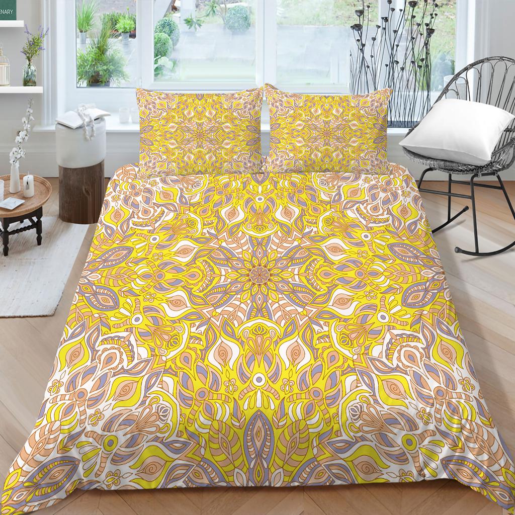 3D Bohemian Printed Bedding Single Double Bed Full Size Tropical Pattern Pillowcase and Quilt Cover Comfortable Home Decoration
