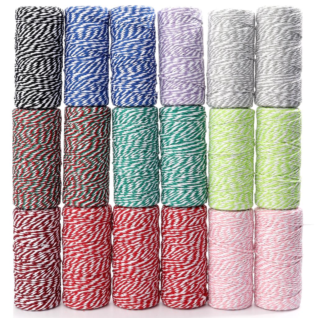 100M/roll Colored Cotton Rope Two-color Mixed Knitted Rope for Wedding Home Decoratio Gift Packaging Making Making Handcrafts
