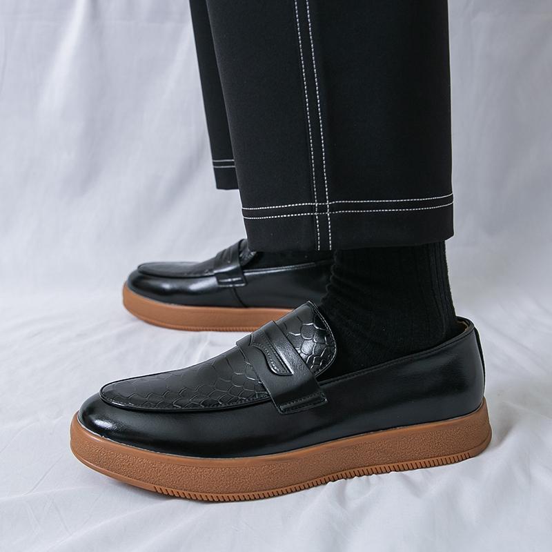Thick Soled Comfortable High-quality Leather Shoes Mens Flats Bottomed Anti Slip Loafers Brand Fashionable Business Office Shoes