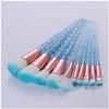 Unicorn Makeup Brush Set With Transparent Glitter Spiral Design For Makeup Enthusiasts