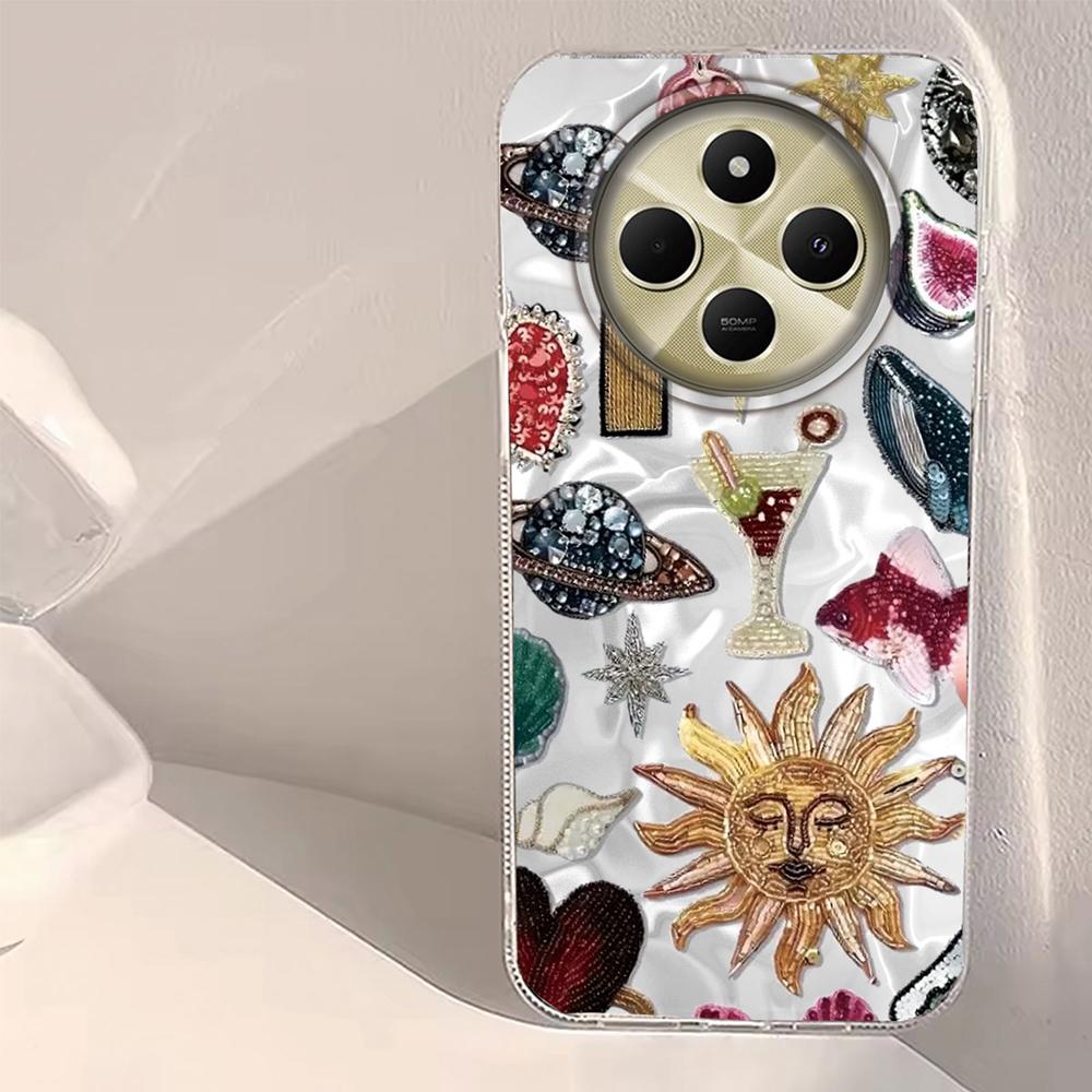 Fruit Sun Face Water Texture Phone Case for Xiaomi Redmi Note 14 13 12 11 11S 10 9 8 Pro 9C 13C 14C A5 A3 A4 A3X A1 A2 9A Cover