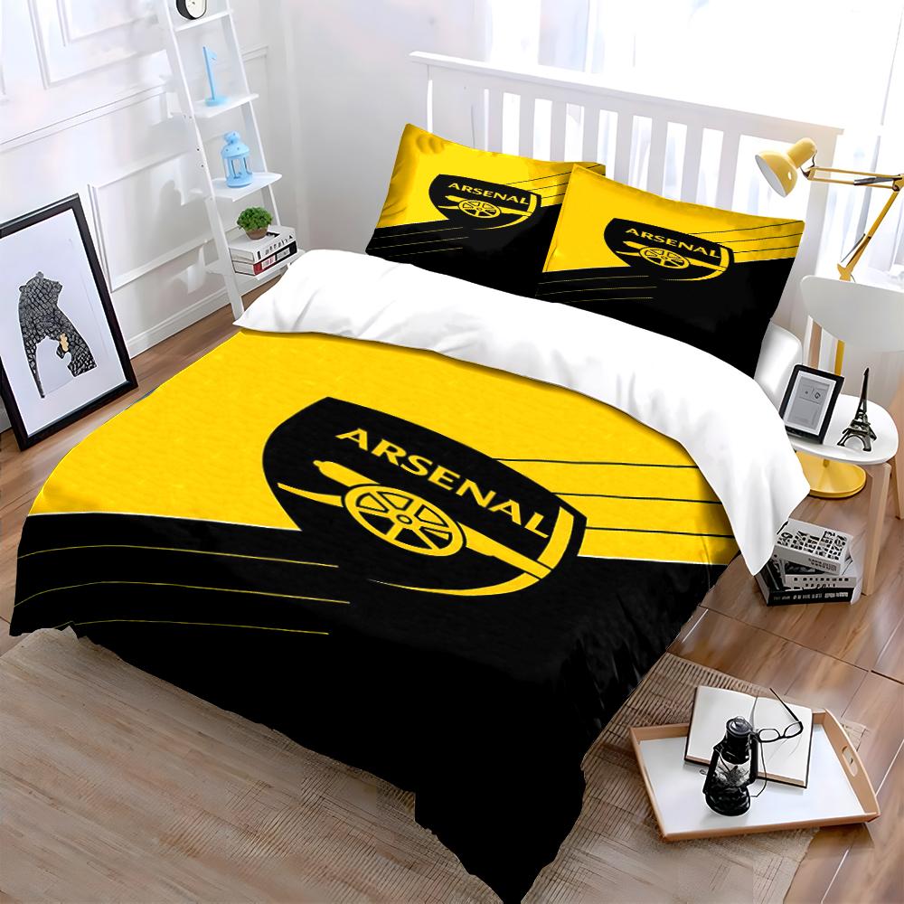 Set Biancheria da Letto Giallo e Nero a Tema Arsenal Set Biancheria da Letto (1 copripiumino, 2 federe, piumino non incluso)