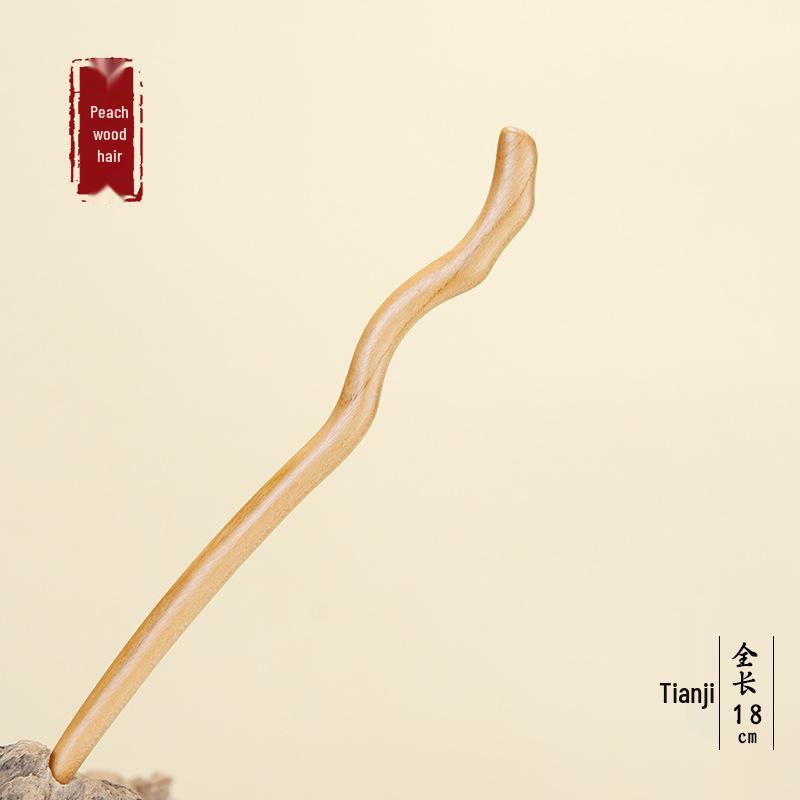 

High-End Peach Wood Chinese Knot Hairpin - New Spring Style Hair Accessory for Women