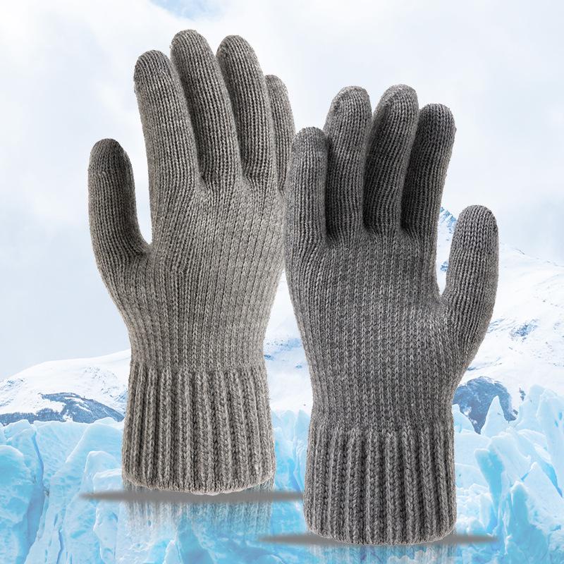 Men's Winter Touchscreen Cycling Gloves - Warm Fleece-lined Alpaca Wool Knit