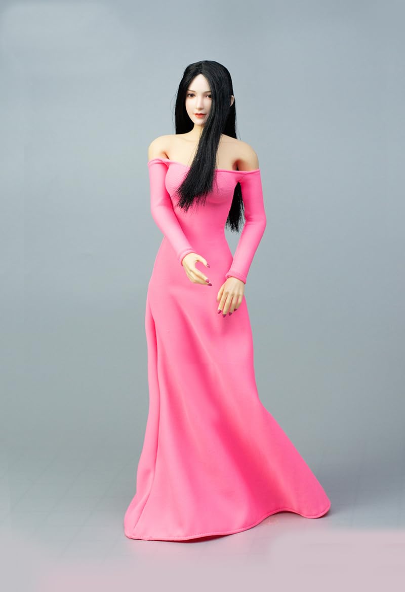 

1/6 Scale Costume, Women s Evening Dress, One-Piece Skirt, 1/6 Scale Figure, Sexy Outfit (Body, Head, Shoes, etc. Not Included), Pink