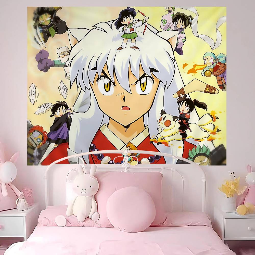 Japanese Anime Inuyasha Anime Tapestry Hanging Tarot Hippie Wall Rugs Dorm Wall Hanging Sheets