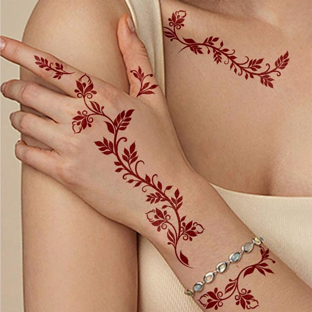 Tattoo Sticker Red Flower Totem Back Of Hand Tattoo Sticker Tattoo