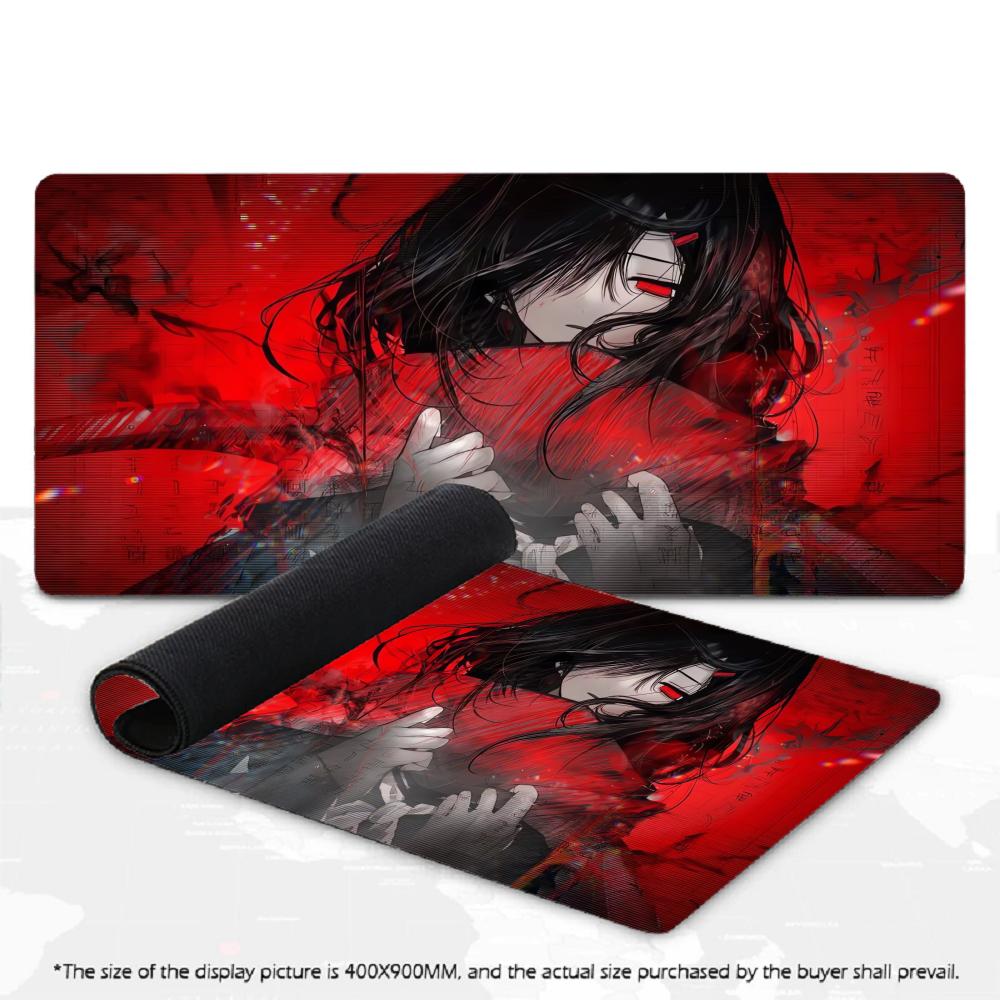 Gaming Großes Premium Dunkelrot Anime Mädchen Mauspads Überwendlichkante Schreibtischunterlage XXL Rutschfester Gummi Tastatur Tischmatten Für Gamer PC