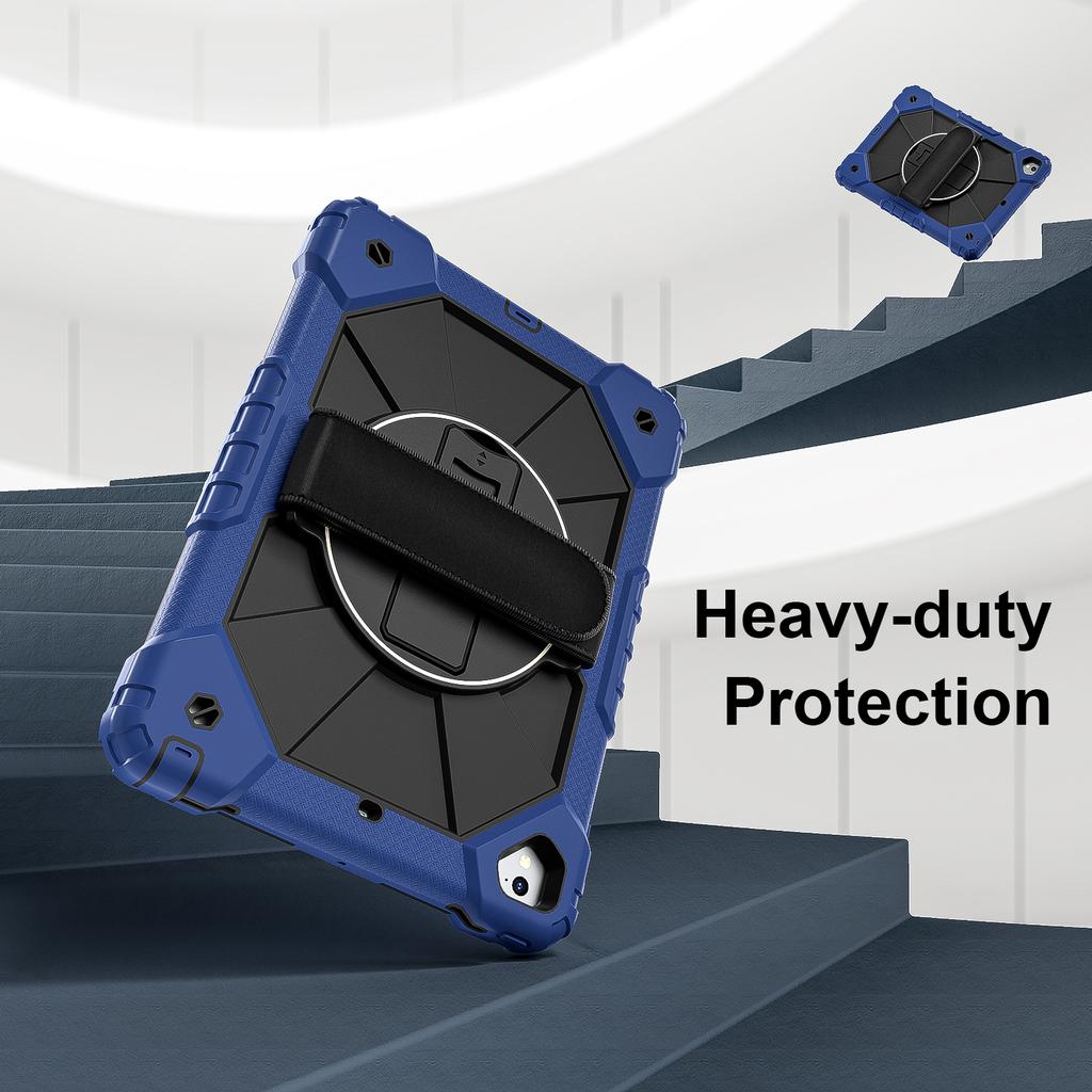 Tablet Case For iPad 9.7-inch (2018)/(2017)/Air 2 Silicone + PC Kickstand Cover with Handy Strap, Shoulder Strap