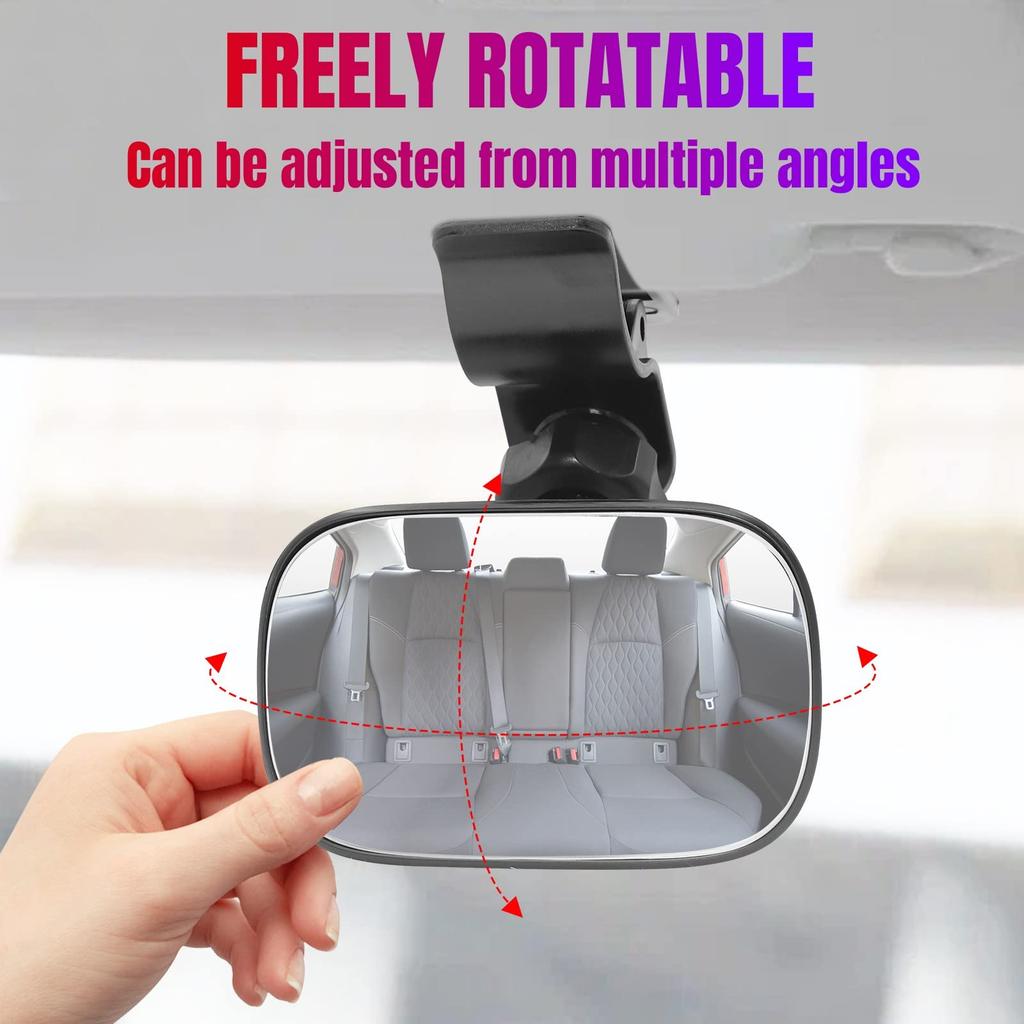 Car Interior Rearview Baby Convex Lip for Backseat Adjustable Mirror, Wide-Angle Baby, 360° (Black)