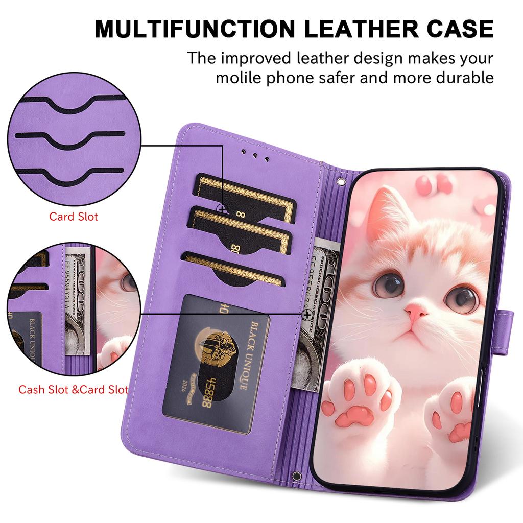 Faux Leather Wallet Flip Phone Case For Motorola G75 G55 G35 G24 G15 G05 G04S E15 E14 Card Holder Back Cover With Lanyard