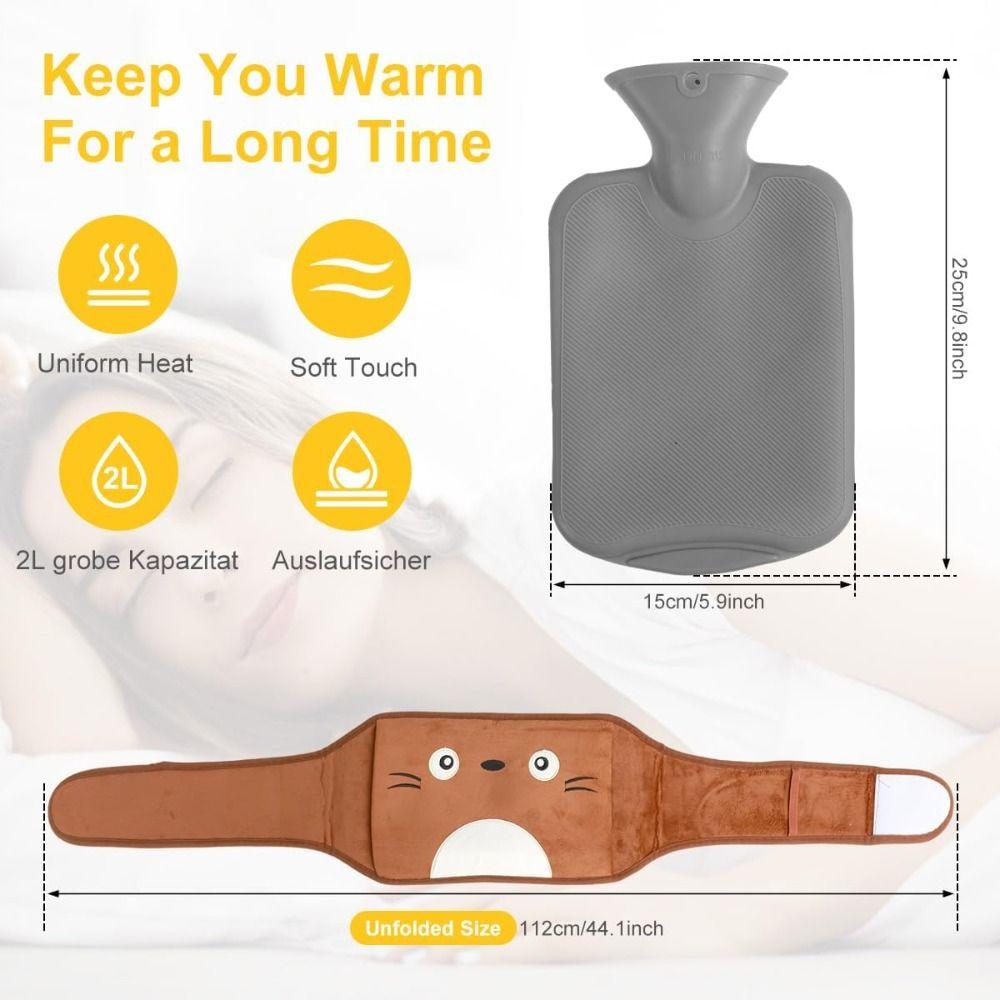 Portable PVC Hot Water Bottle Belt Wearable Cartoon Hot Water Pouch Soft Hand Warmer Plush Waist Cover Belt