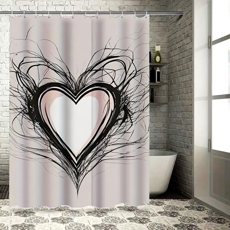 

Abstract Heart Waterproof Shower Curtain W60H190(CM)-1 Pcs