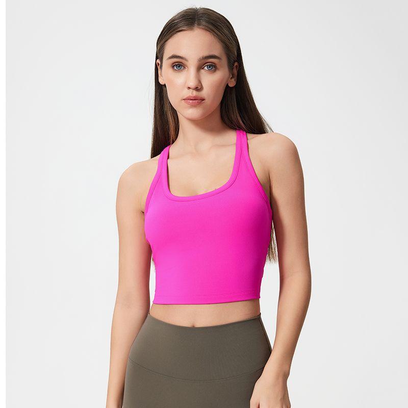 Original I-Shaped Yoga Vest Female with Chest Pad Beauty Back Exercise Underwear Female Bubble Wrap Running Fitness Bra Can Be Outwear