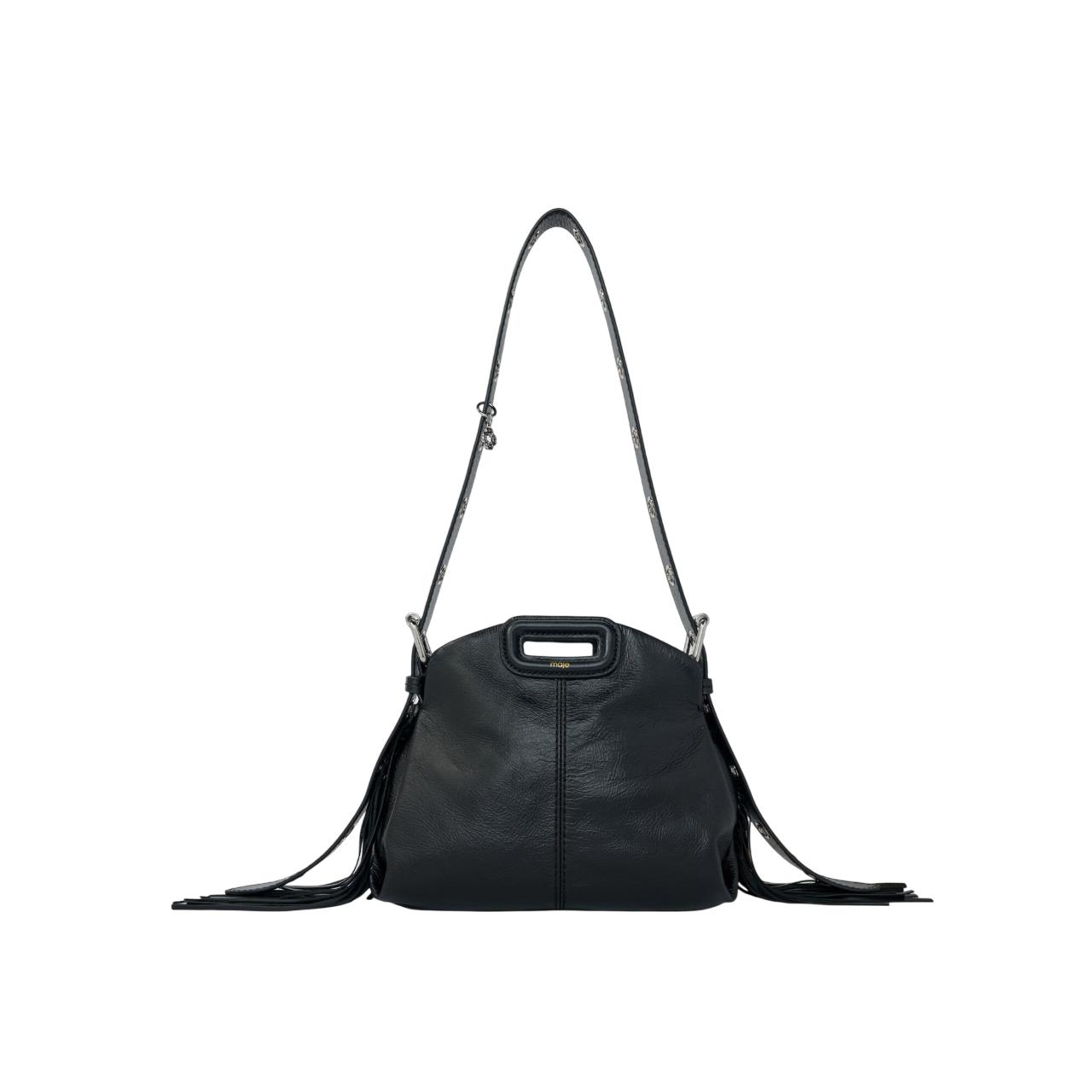 

Маленькая черная сумка Мисс M, Crackle Leather Mini Miss M Bag Black, Maje
