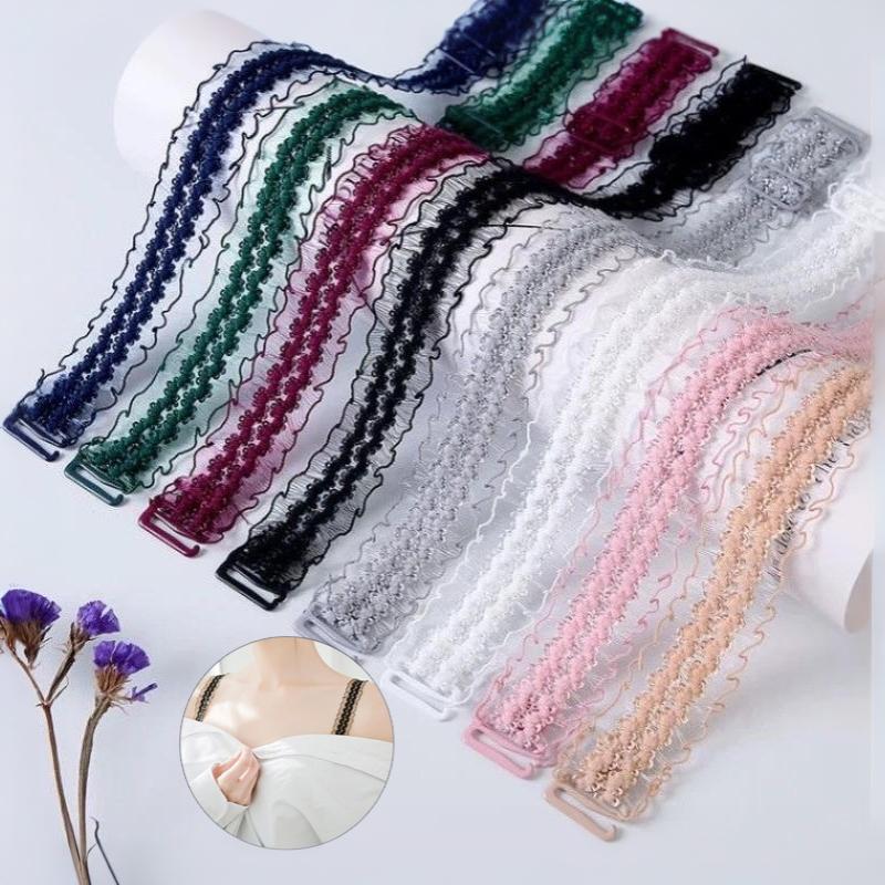 Adjustable Lace Bra Shoulder Straps 1 Pair Stretchy Non-slip Skin-friendly Women Bra Accessories for Daily Lingerie Use