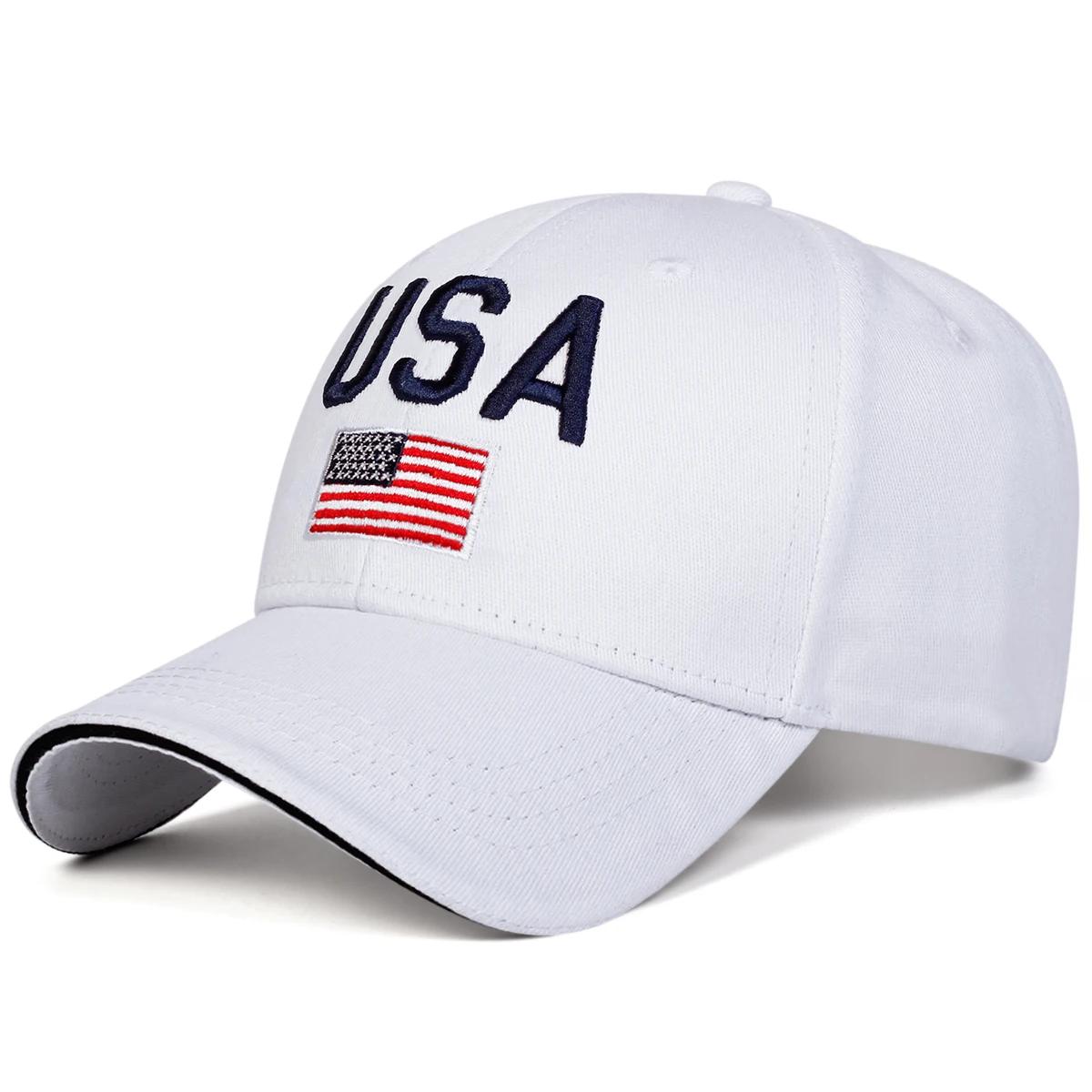 Unisex Baseballkappen mit Stickerei von USA-Buchstaben, Frühling, Herbst, Outdoor, Verstellbar, Lässige Hüte, Sonnenschutzmütze, Sportkappe white