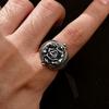 Retro Dark Rose Adjustable Open Ring For Men Silver-plated Copper Gothic Punk Edgy  Vintage Floral Accessories Cool Gift