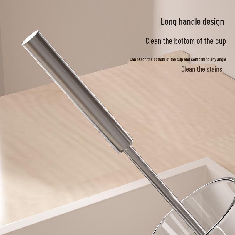 Silicone Rotating Cup & Bottle Cleaning Brush with Long Handle for Stain Removal